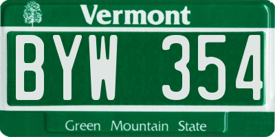 VT license plate BYW354