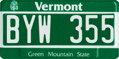 VT license plate BYW355