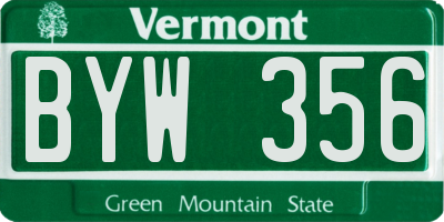 VT license plate BYW356