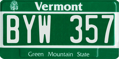 VT license plate BYW357