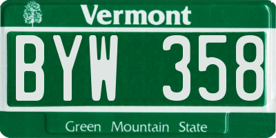 VT license plate BYW358