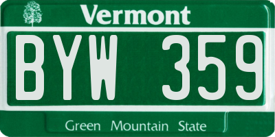 VT license plate BYW359