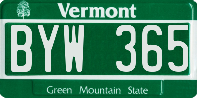 VT license plate BYW365