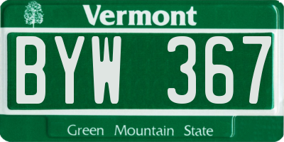 VT license plate BYW367