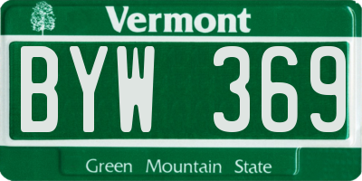 VT license plate BYW369