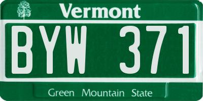 VT license plate BYW371