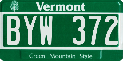 VT license plate BYW372