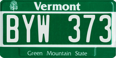 VT license plate BYW373