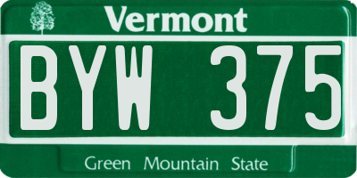 VT license plate BYW375
