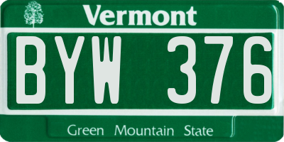 VT license plate BYW376