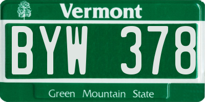 VT license plate BYW378