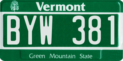 VT license plate BYW381