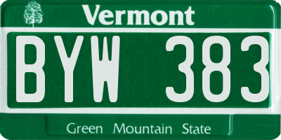 VT license plate BYW383