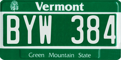 VT license plate BYW384