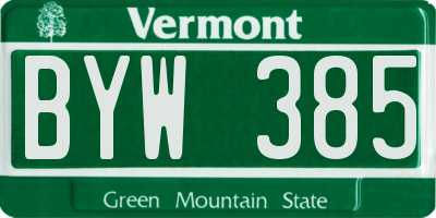 VT license plate BYW385