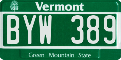 VT license plate BYW389