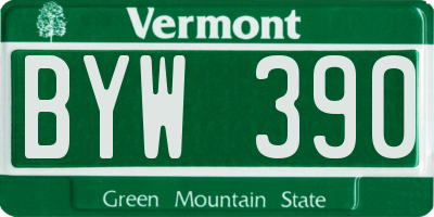 VT license plate BYW390