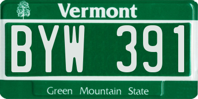 VT license plate BYW391