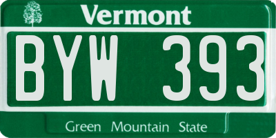VT license plate BYW393