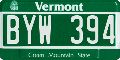 VT license plate BYW394