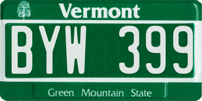 VT license plate BYW399