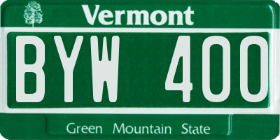 VT license plate BYW400
