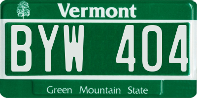 VT license plate BYW404