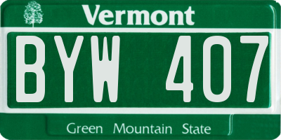 VT license plate BYW407