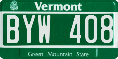 VT license plate BYW408
