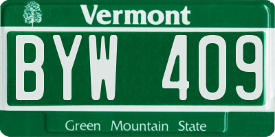 VT license plate BYW409