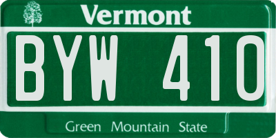VT license plate BYW410
