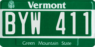 VT license plate BYW411