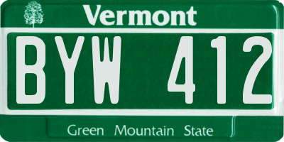 VT license plate BYW412