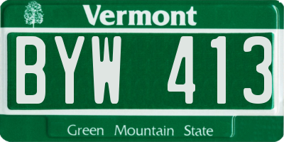 VT license plate BYW413