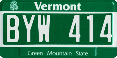 VT license plate BYW414