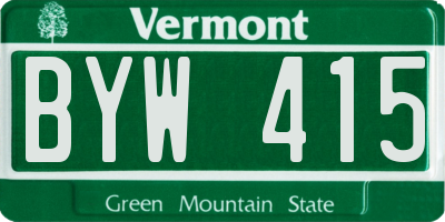 VT license plate BYW415