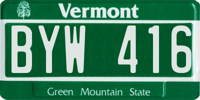 VT license plate BYW416
