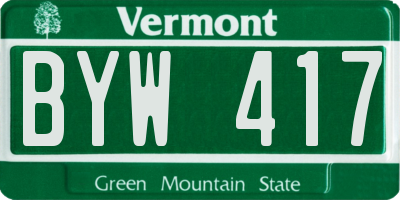 VT license plate BYW417