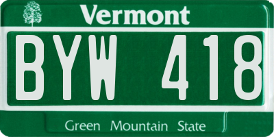 VT license plate BYW418