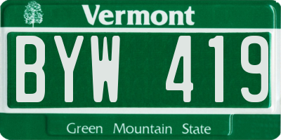 VT license plate BYW419