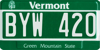 VT license plate BYW420