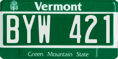 VT license plate BYW421