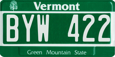 VT license plate BYW422