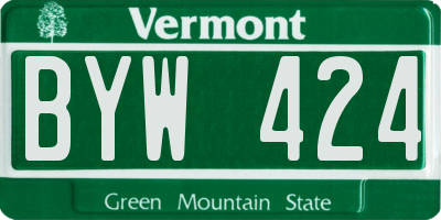 VT license plate BYW424