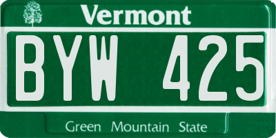 VT license plate BYW425