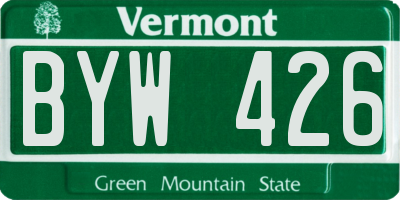 VT license plate BYW426