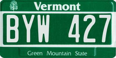VT license plate BYW427