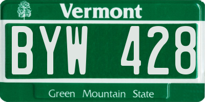 VT license plate BYW428