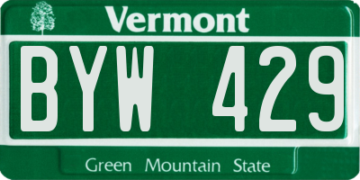 VT license plate BYW429