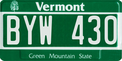 VT license plate BYW430